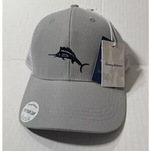 Tommy Bahama Tip Your Cap Hat Men’s Adjustable Grey White Embroidered Marlin NWT